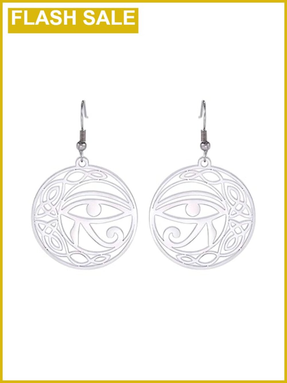 Egyptian Eye of Horus Earrings Ankh Cross Stainless Steel Drop Dangle Statement